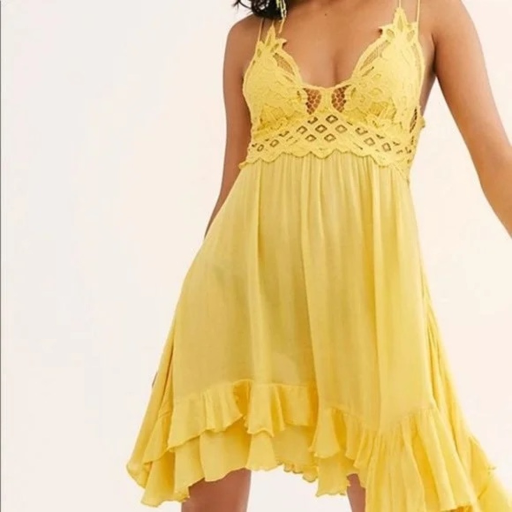 NWT free people yellow lace dress